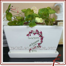 white glazed ceramic flower pot